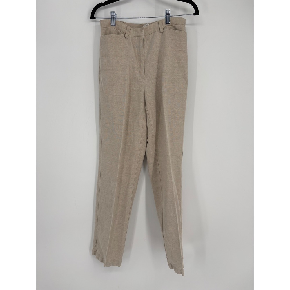 Liz Claiborne Pants Womens 4 Tan Liz Sport Linen Cotton Blend High Rise Straight